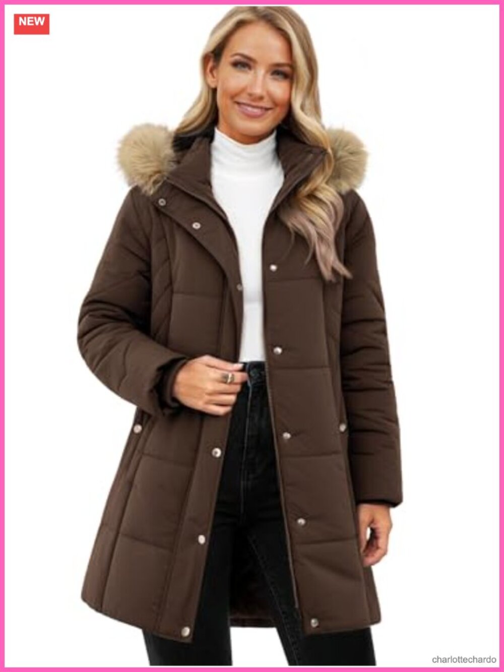 Women's Winter Puffer Coat Removable Hood Zip Up Long Parka Quilted